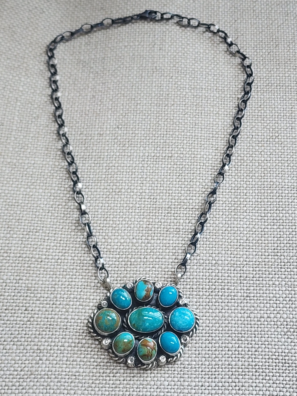 Turquoise Cluster Pendant Necklace - Augustine Largo